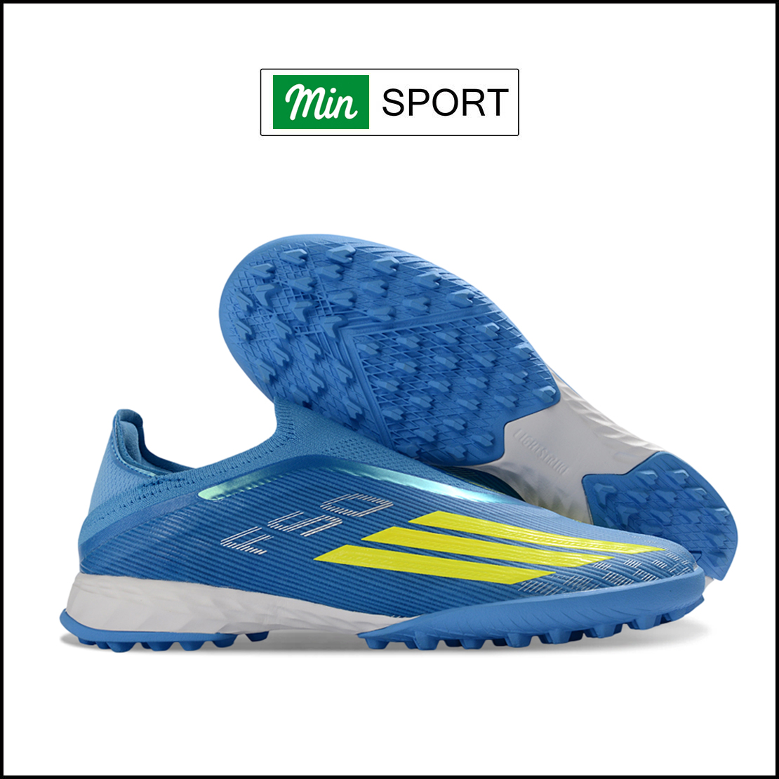 Giày Bóng Đá Adidas F50 Elite Xanh Dương Vạch Vàng Không Dây TF