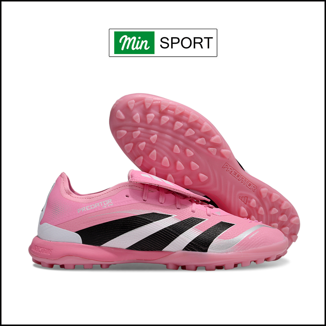 Giày Bóng Đá Adidas Predator 25 Elite Lưỡi Gà Gập Dây Chun Hồng Vạch Đen TF