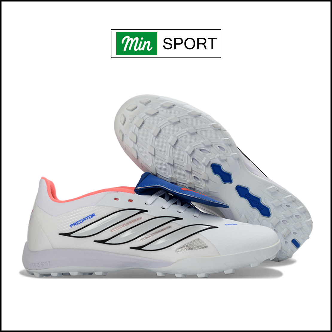 Giày Bóng Đá Adidas Predator 26 Elite Bellingham Trắng Xanh Biển Lưỡi Gà Gập HQ TF