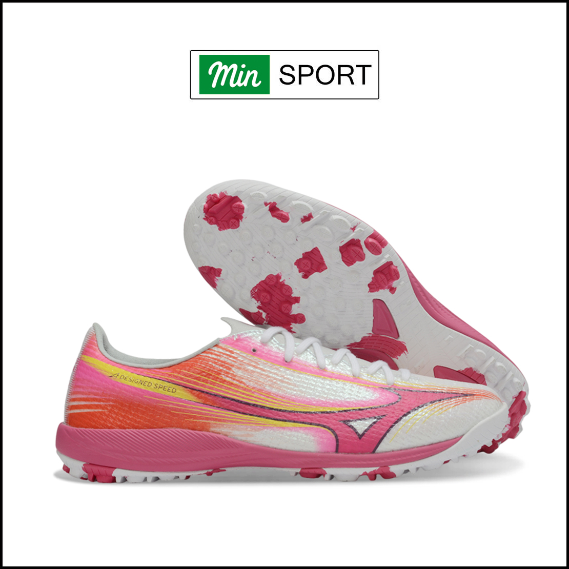 Giày Bóng Đá Mizuno Alpha 3 Elite Hồng Trắng Lưỡi Gà Liền TF