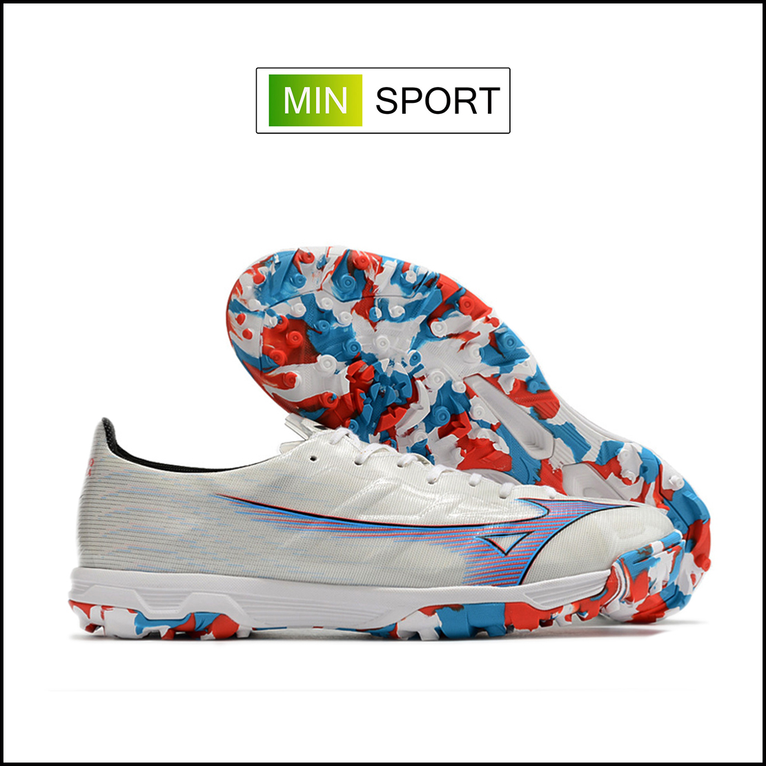 Giày Bóng Đá Mizuno Alpha 2 Elite Trắng Xám Đế Rằn Ri TF