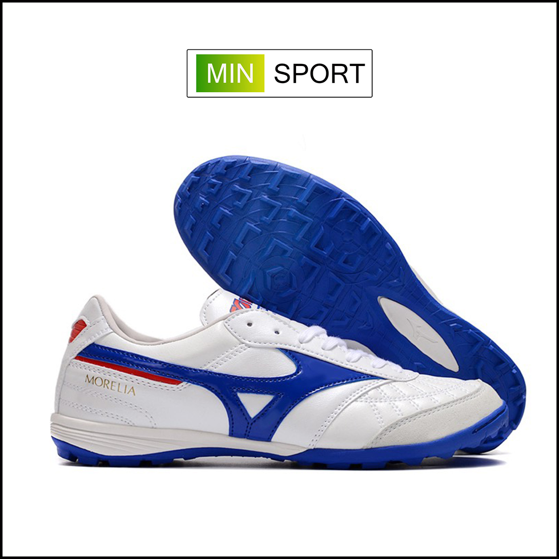 Giày Bóng Đá Mizuno Morelia Sala Japan Trắng Vạch Xanh dương TF