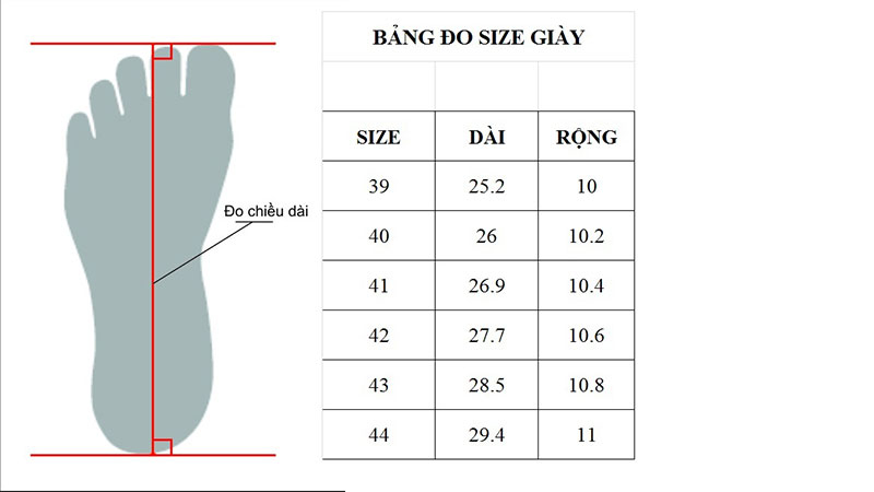 Cách chọn size giày