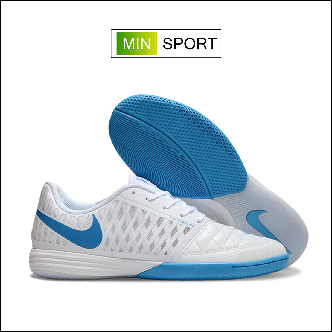 Giày Bóng Đá Nike Lunar Gato Trắng Xanh Biển IC