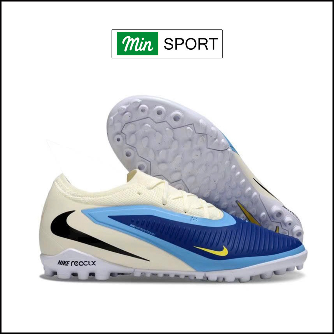 Giày Bóng Đá Trẻ Em Nike Phantom 6 Pro Xanh Biển Gót Trắng Cổ Lửng TF