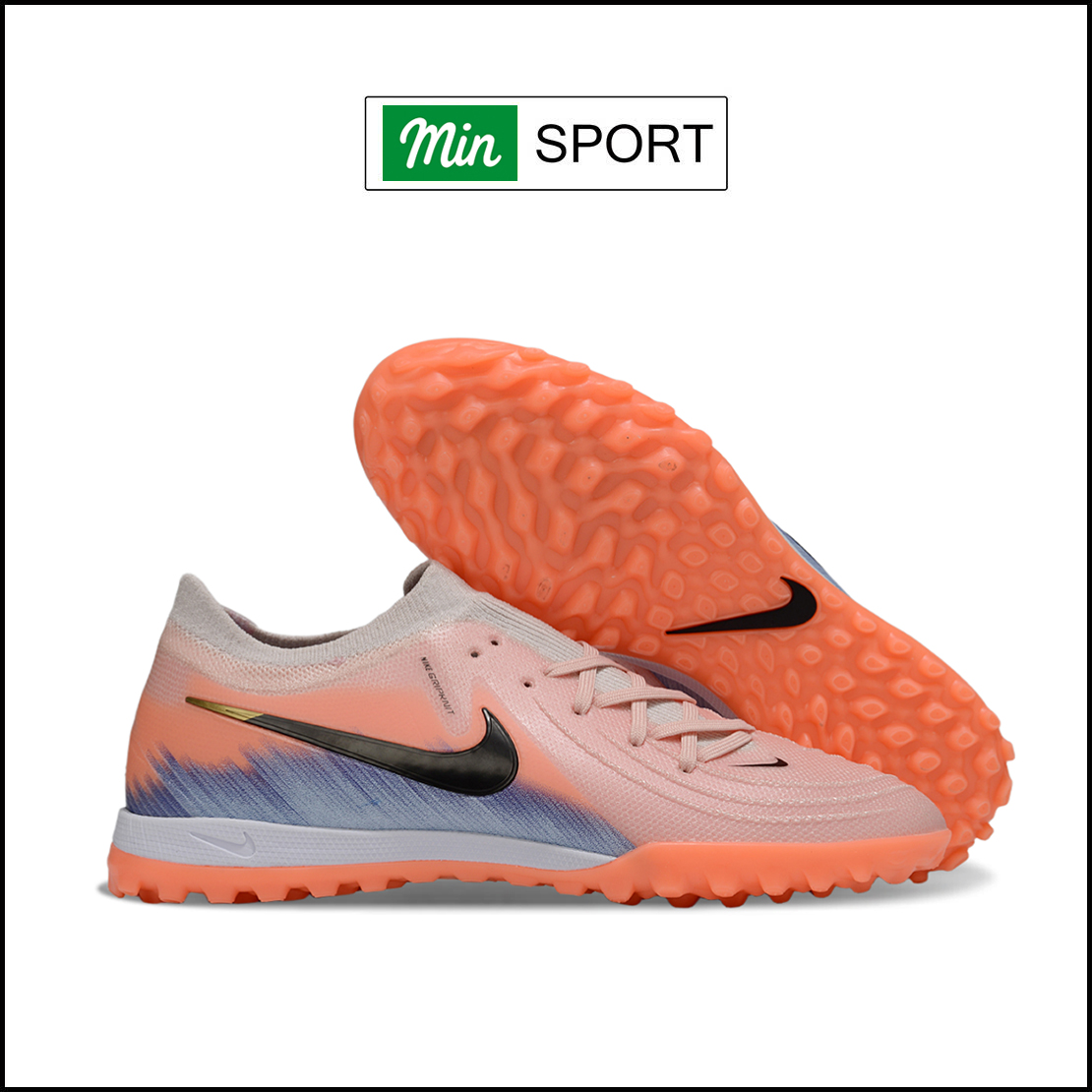 Giày Bóng Đá Nike Phantom GX2 Pro Cam Nhạt Xanh Biển Vạch Đen Cổ Lửng TF