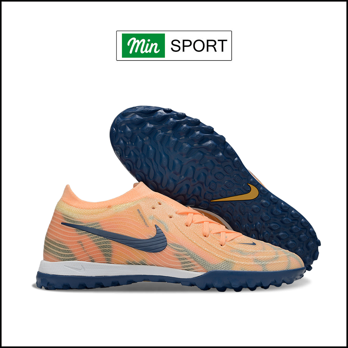 Giày Bóng Đá Nike Phantom GX2 Elite Cam Đế Xanh Navy Cổ Lửng TF