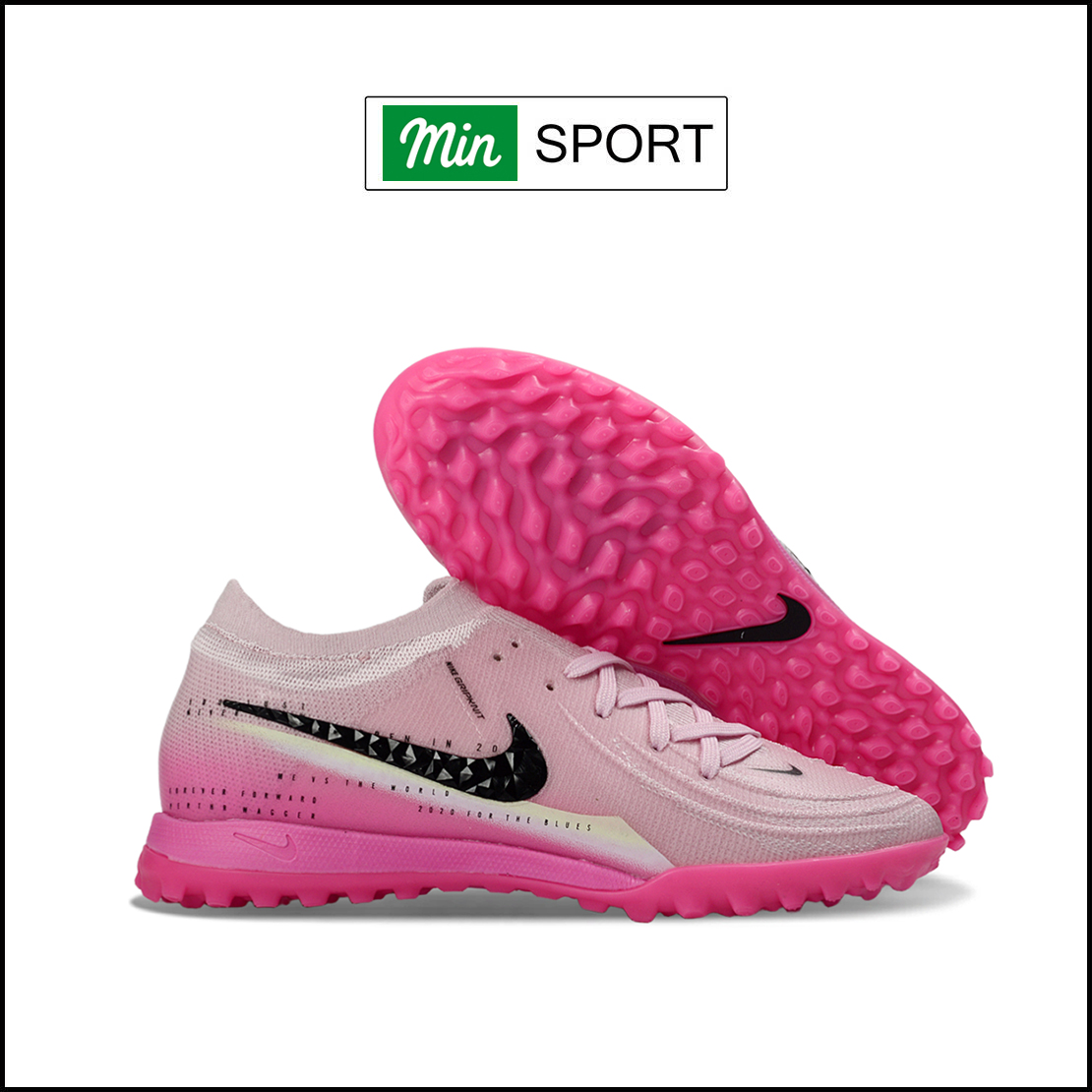 Giày Bóng Đá Nike Phantom GX2 Pro Hồng Đậm Vạch Đen Cổ Lửng TF
