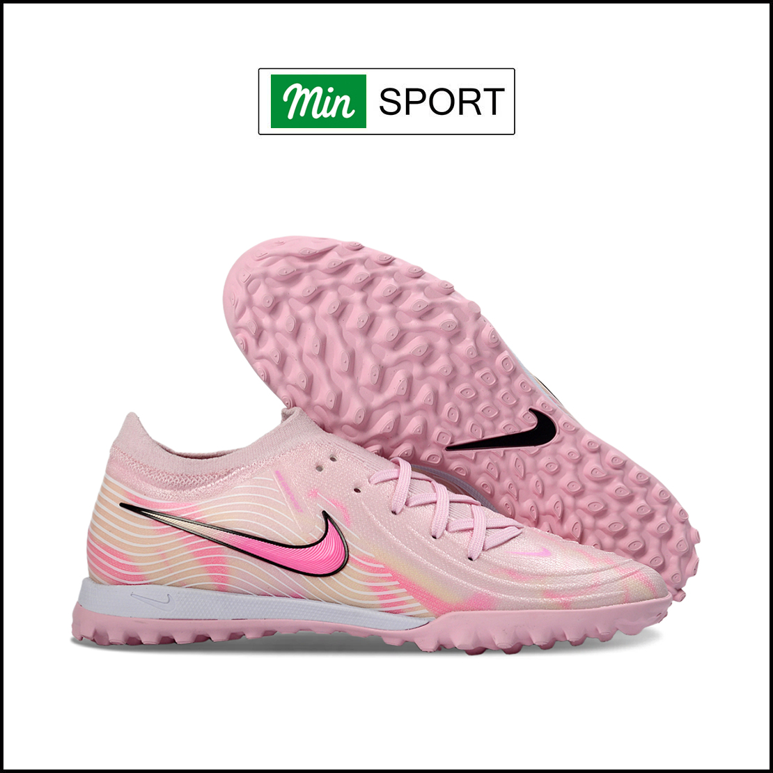 Giày Bóng Đá Nike Phantom GX2 Pro Hồng Nhạt Vạch Hồng Cổ Lửng TF