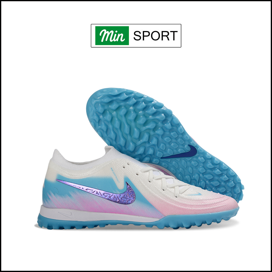 Giày Bóng Đá Nike Phantom GX2 Pro Trắng Xanh Biển Hồng Cổ Lửng TF