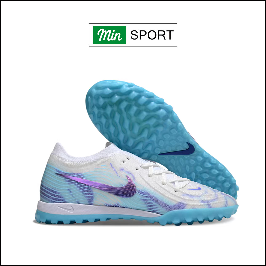 Giày Bóng Đá Nike Phantom GX2 Elite Trắng Xanh Biển Tím Loang Cổ Lửng TF