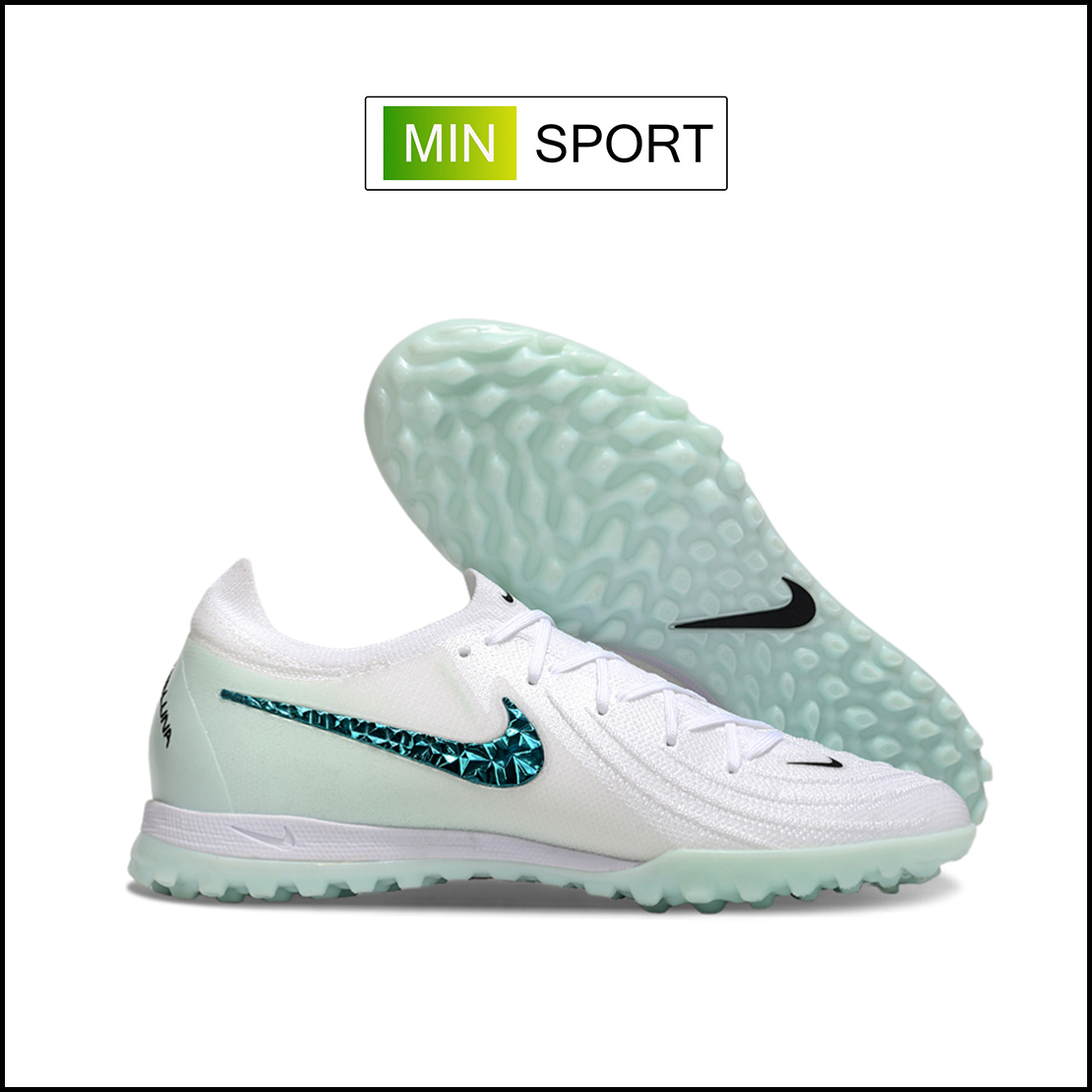 Giày Bóng Đá Nike Phantom GX2 Elite Trắng Vạch Xanh Lục Cổ Lửng HQ TF