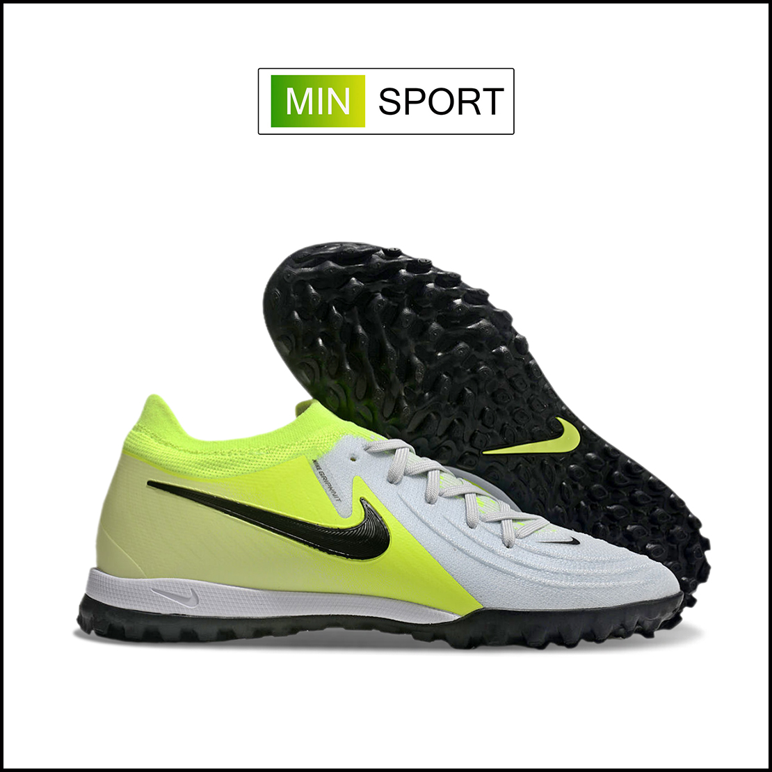 Giày Bóng Đá Nike Phantom GX Pro Xám Chuối Đế Đen Cổ Lửng TF