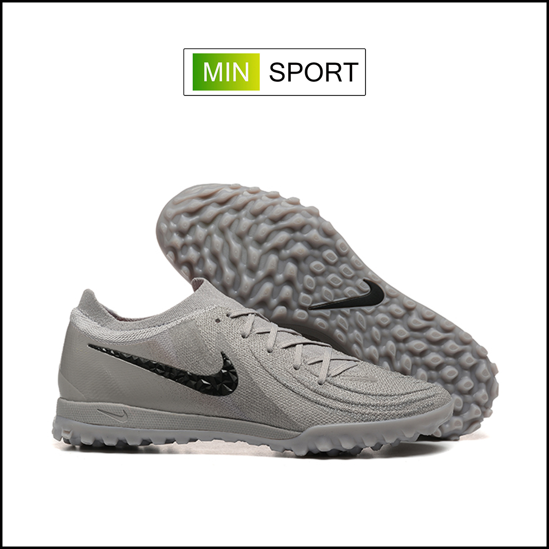 Giày Bóng Đá Nike Phantom GX2 Elite Xám Vạch Đen Cổ Lửng TF