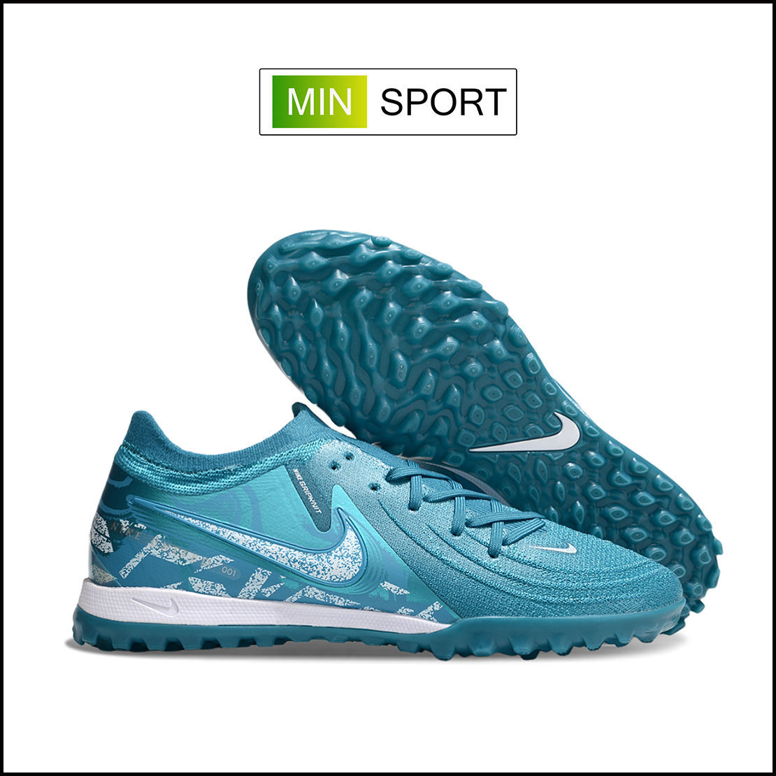 Giày Bóng Đá Nike Phantom GX2 Xanh Cổ Vịt Cổ Lửng TF