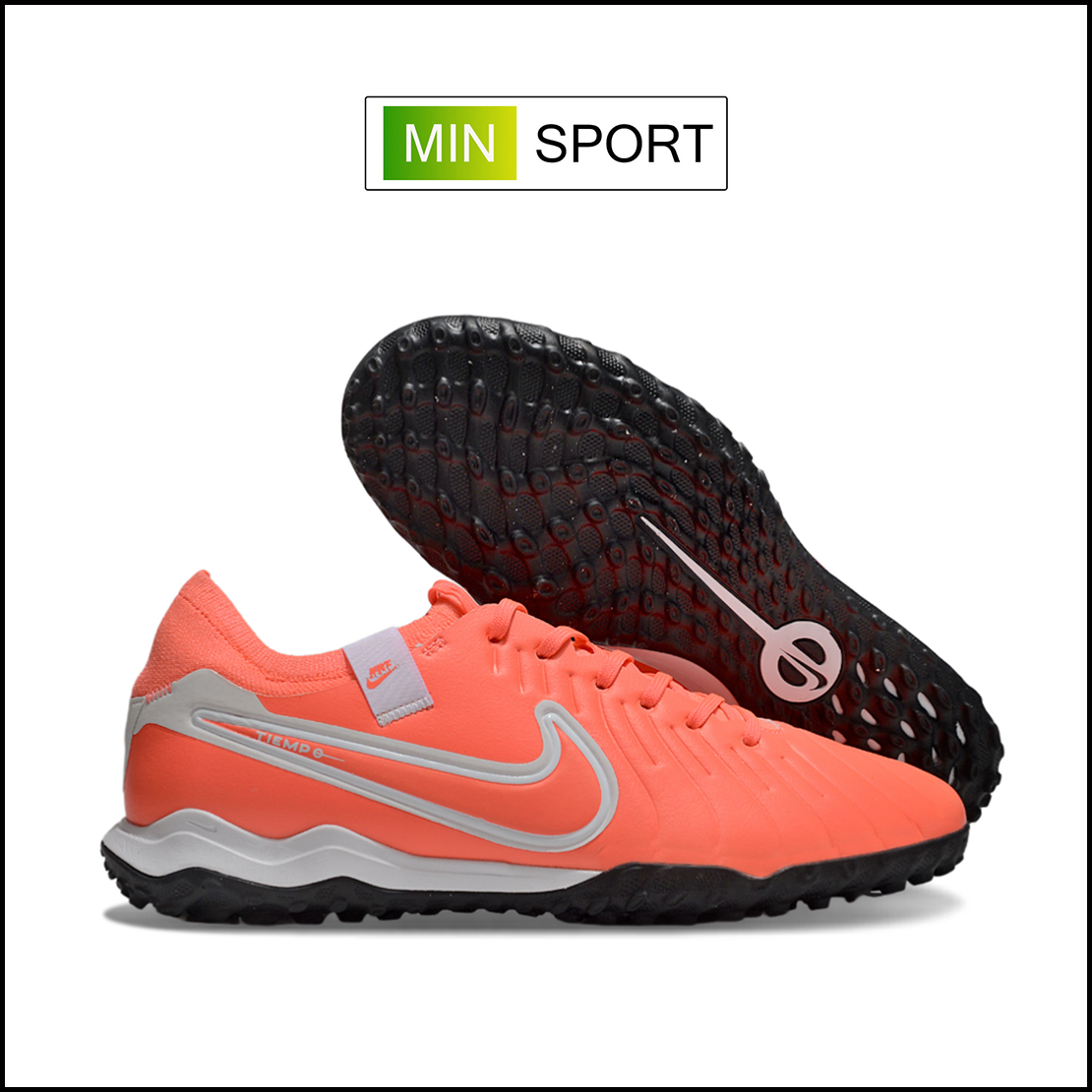 Giày Bóng Đá Nike Tiempo Legend 10 Pro Cam Hồng Lưỡi Gà Liền HQ TF