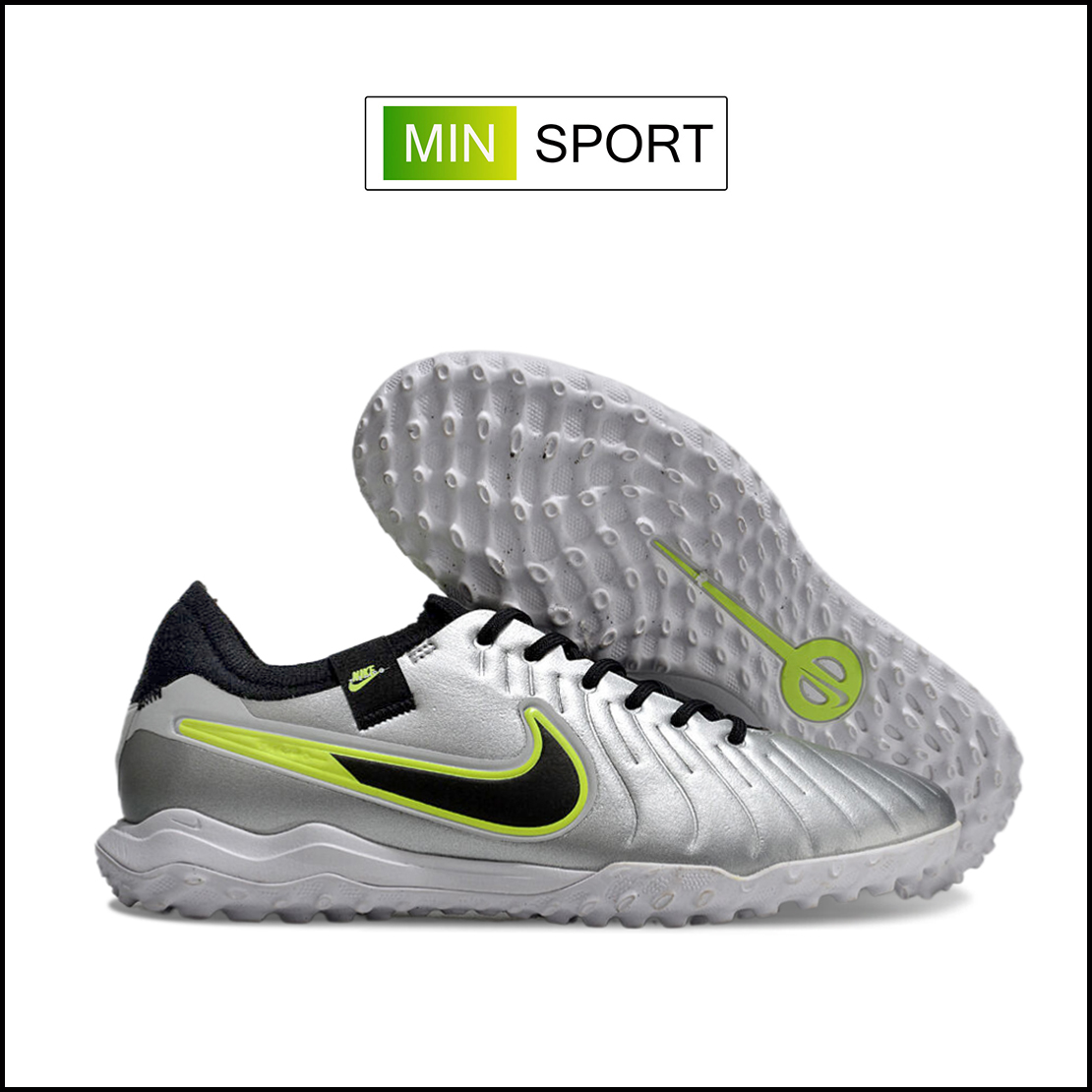 Giày Bóng Đá Nike Tiempo 10 Pro Bạc Vạch Đen Chuối TF