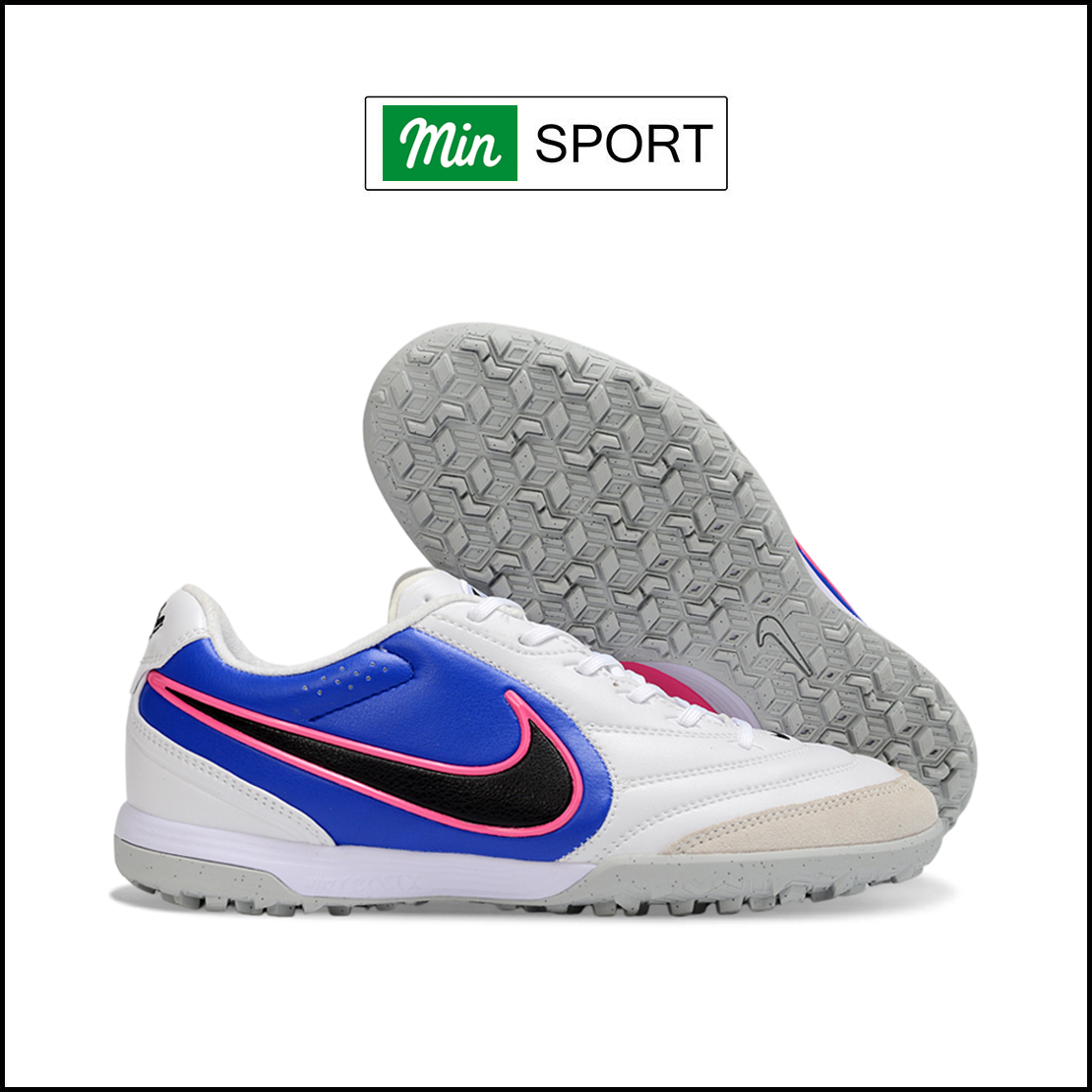 Giày Bóng Đá Nike Tiempo 11 Academy Trắng Xanh Lưỡi Gà Rời HQ TF