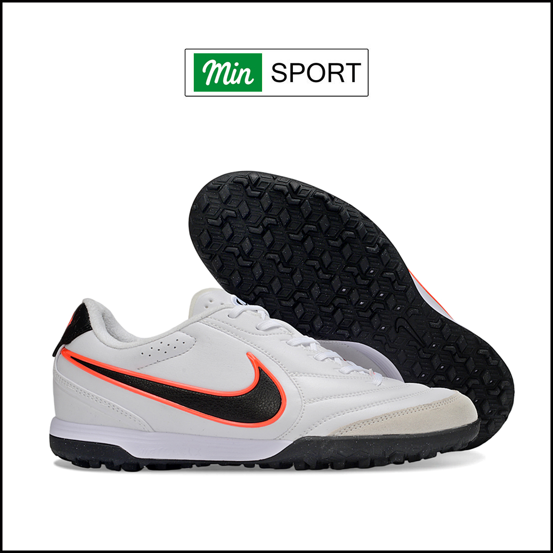 Giày Bóng Đá Nike Tiempo 11 Academy Trắng Vạch Đen Lưỡi Gà Rời HQ TF