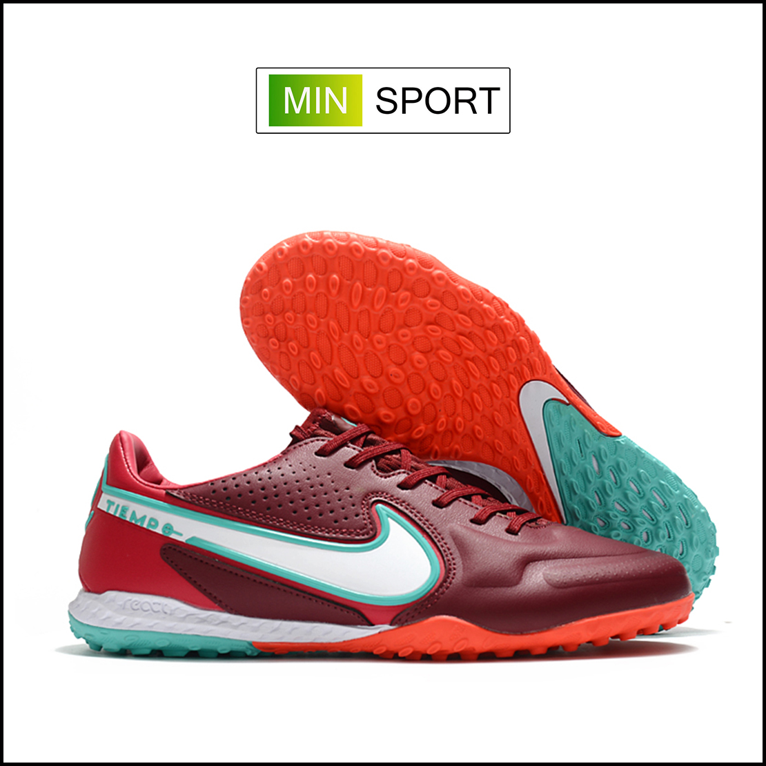 Giày Bóng Đá Nike Tiempo 9 Pro Đỏ Mận Vạch Trắng TF