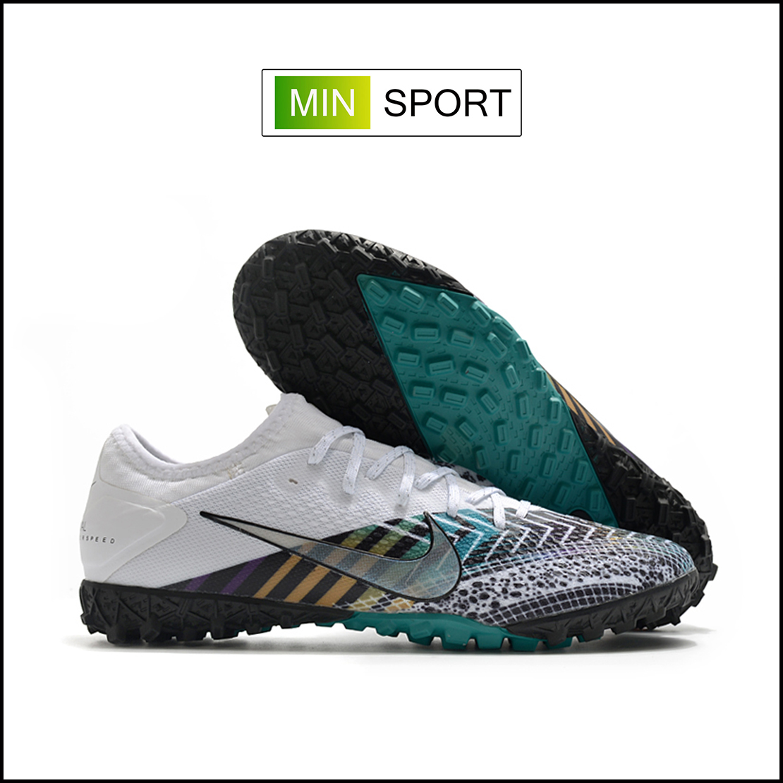 Giày Nike Mercurial Vapor 13 Pro MDS003 Trắng Mũi Đen Cổ Lửng TF