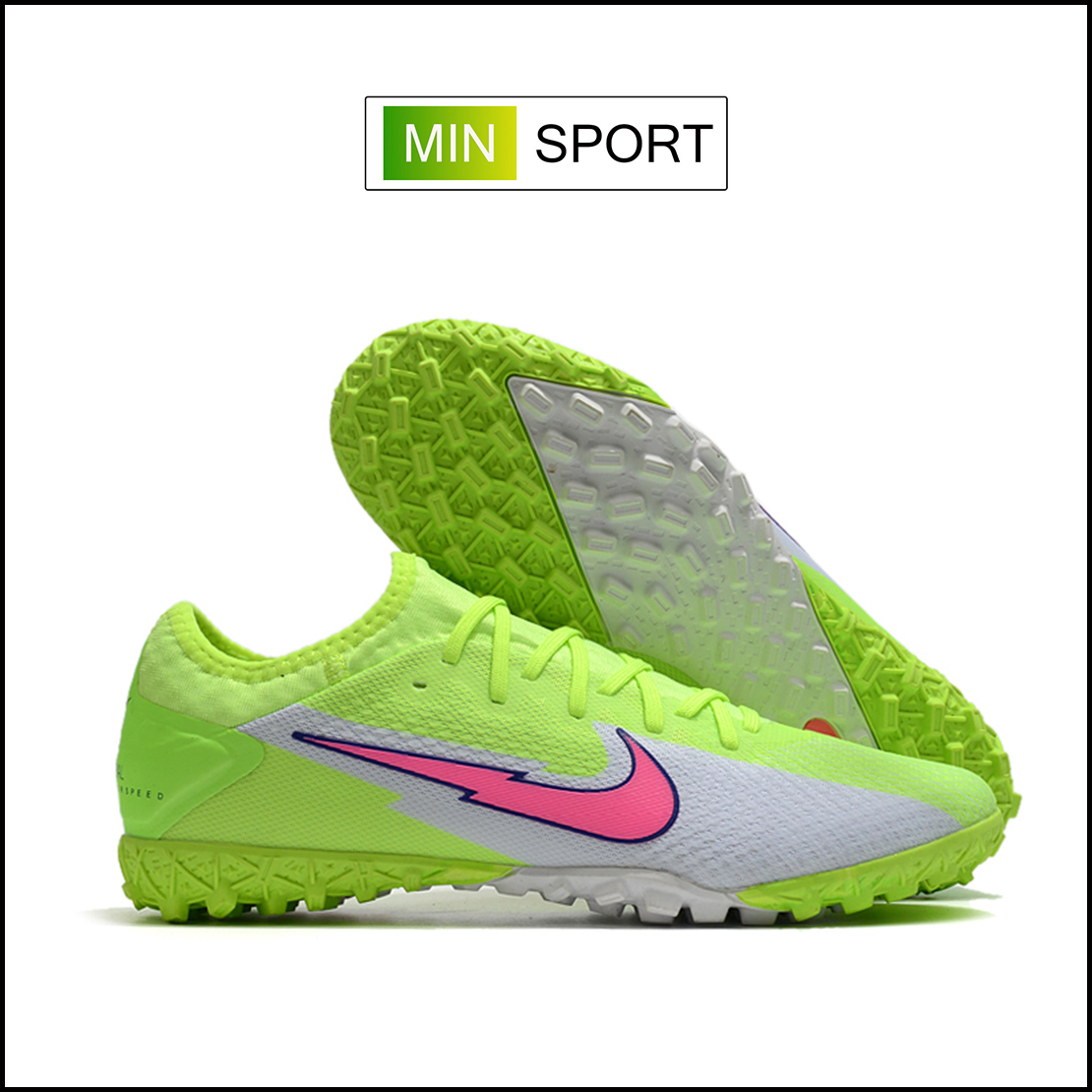 Giày Bóng Đá Nike Mercurial Vapor 13 Pro Xanh Lá Vạch Hồng Cổ Thun TF