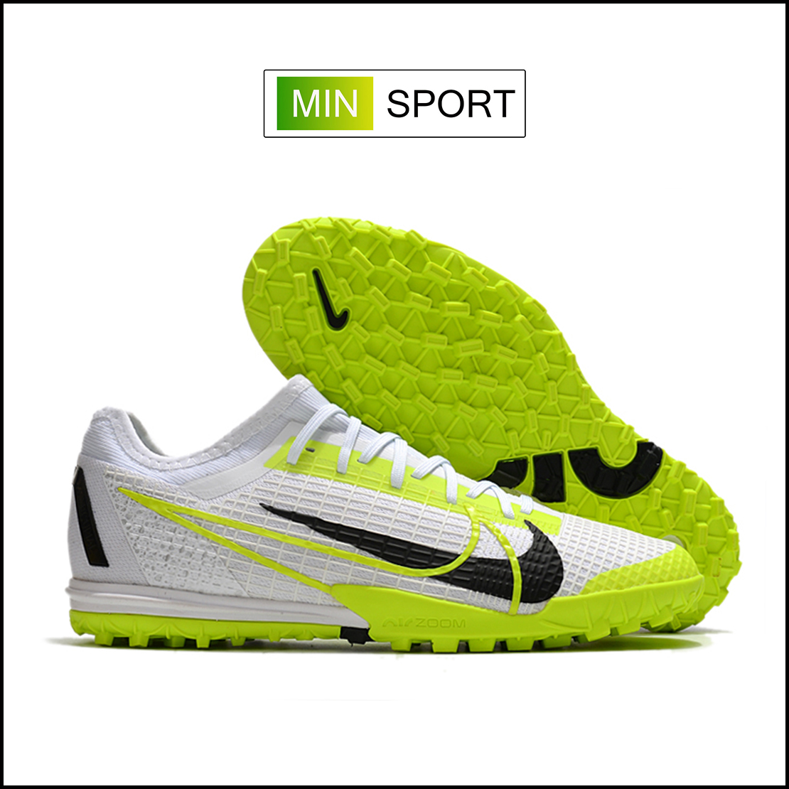 Giày Bóng Đá Nike Mercurial Vapor 14 Pro Trắng Đế Chanh Cổ Thun HQ TF