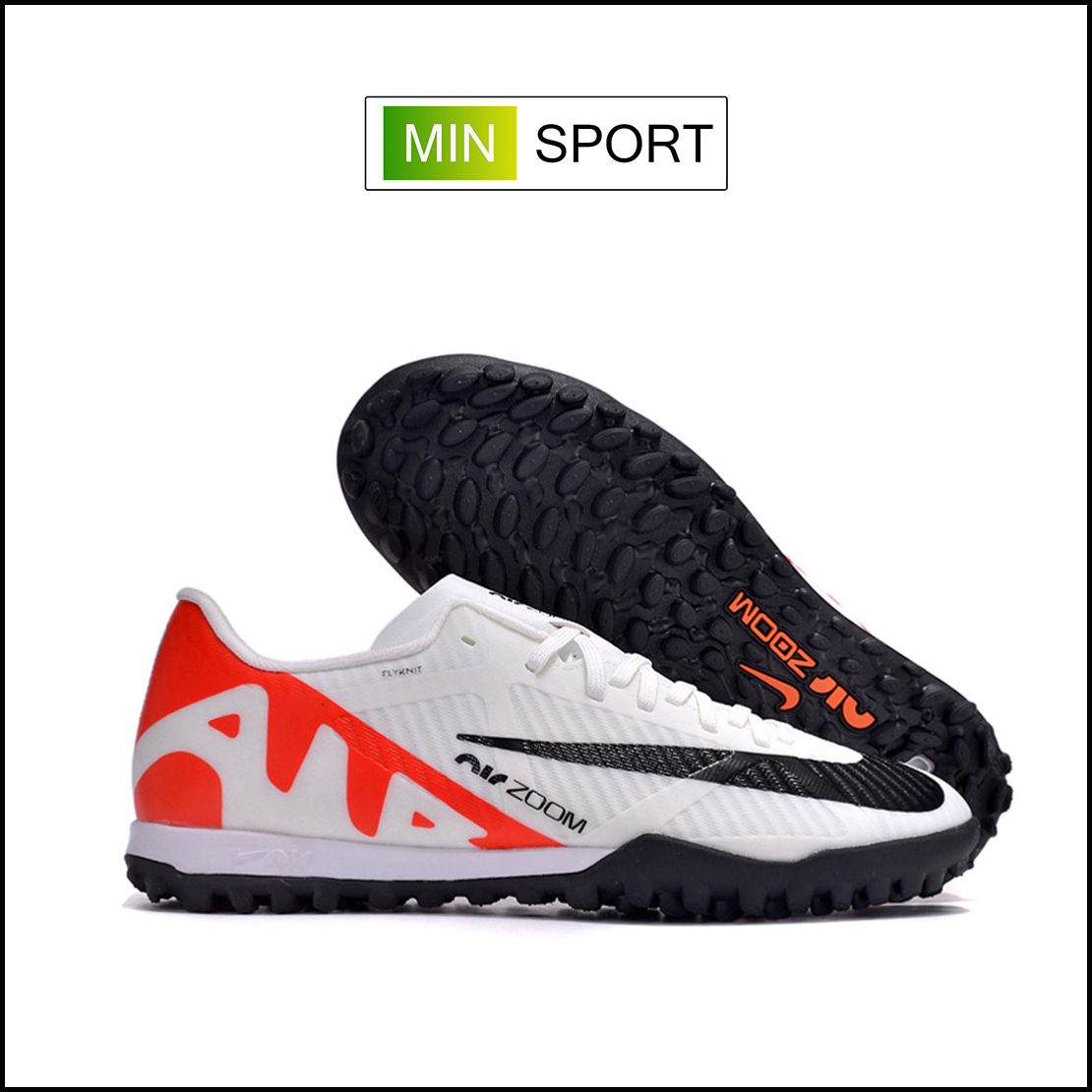 Giày Bóng Đá Nike Mercurial Vapor 15 Academy AIR Trắng Đỏ Vạch Đen Đế Đệm HQ TF