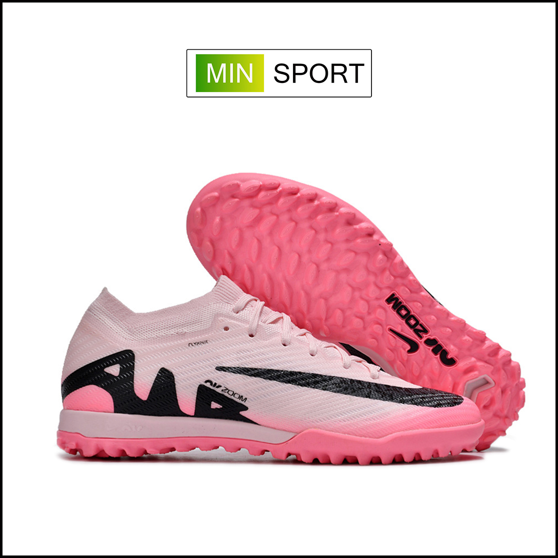 Giày Bóng Đá Nike Mercurial Vapor 15 Elite Hồng Vạch Đen Đế Hồng Cổ Lửng TF