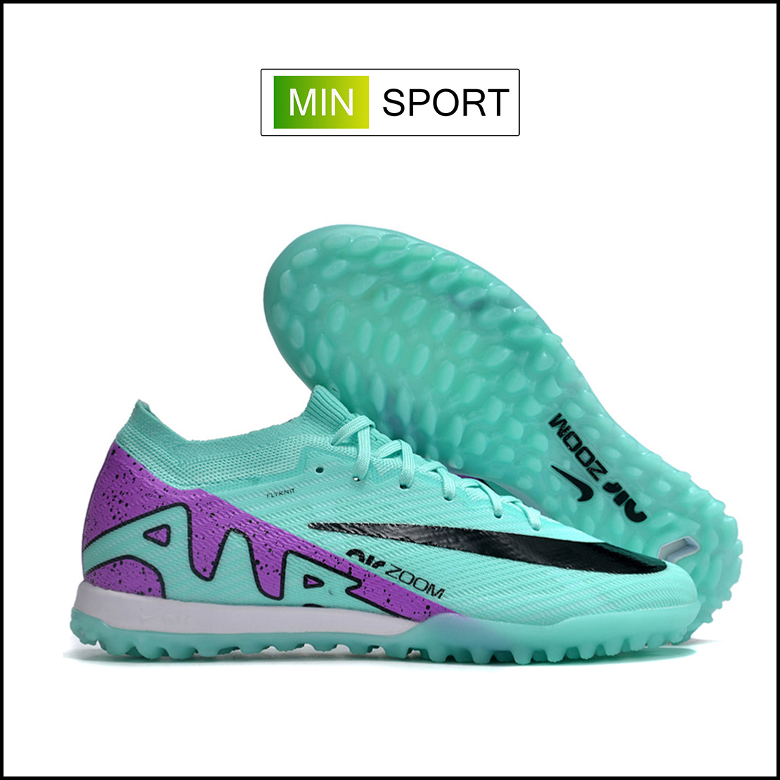 Giày Bóng Đá Nike Mercurial Vapor 15 Elite Xanh Ngọc Gót Tím Cổ Lửng TF
