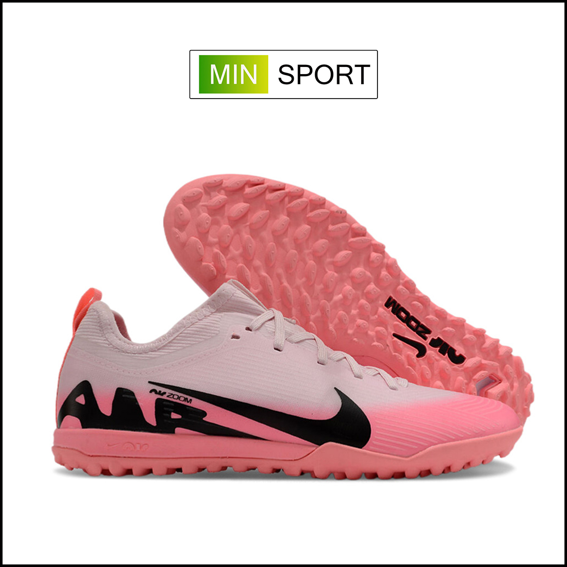 Giày Bóng Đá Nike Mercurial Vapor 15 Pro Euro 24 Hồng Vạch Đen Cổ Lửng V2 TF