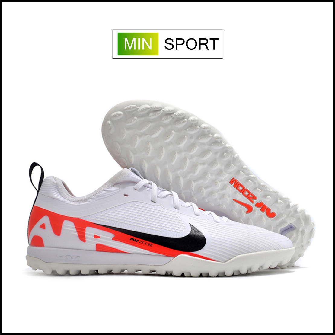Giày Bóng Đá Trẻ Em Nike Mercurial Vapor 15 Pro AIR Trắng Vạch Đen Gót Đỏ V2 TF