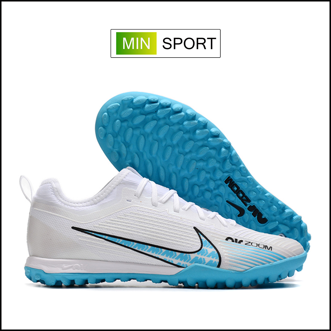 Giày Bóng Đá Nike Mercurial Vapor 15 Pro Trắng Xanh Biển Cổ Lửng HQ TF