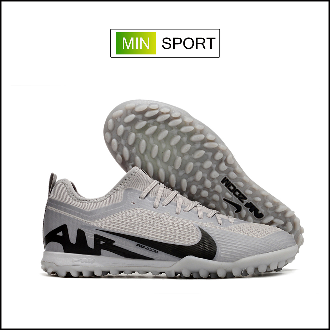 Giày Bóng Đá Nike Mercurial Vapor 15 Pro Xám Vạch Đen Cổ Lửng HQ TF