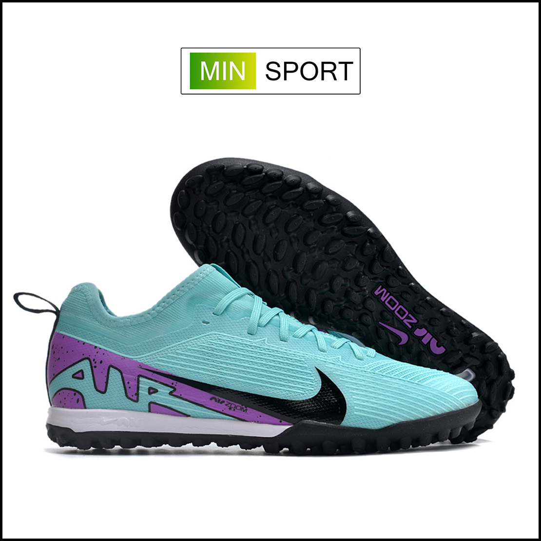 Giày Bóng Đá Nike Mercurial Vapor 15 Pro AIR Xanh Ngọc Gót Tím HQ TF