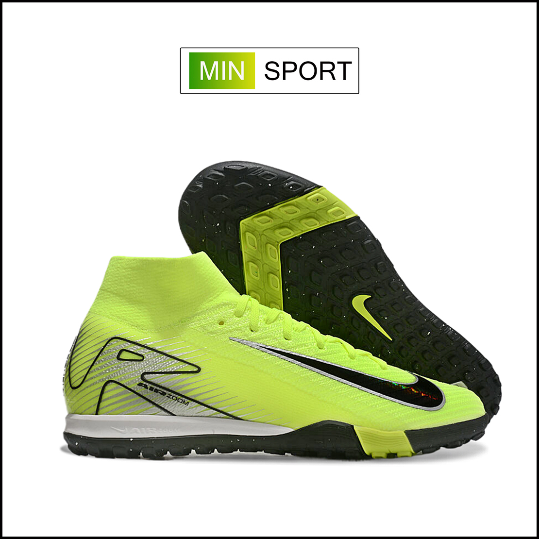 Giày Bóng Đá Nike Mercurial Superfly 10 Elite Xanh Chuối Vạch Đen Cổ Cao HQ TF