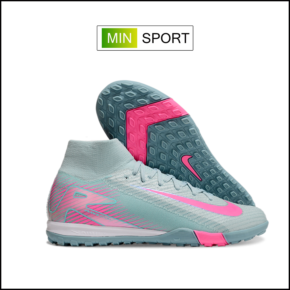 Giày Bóng Đá Nike Mercurial Superfly 10 Elite Xám Vạch Hồng Cổ Lửng HQ TF