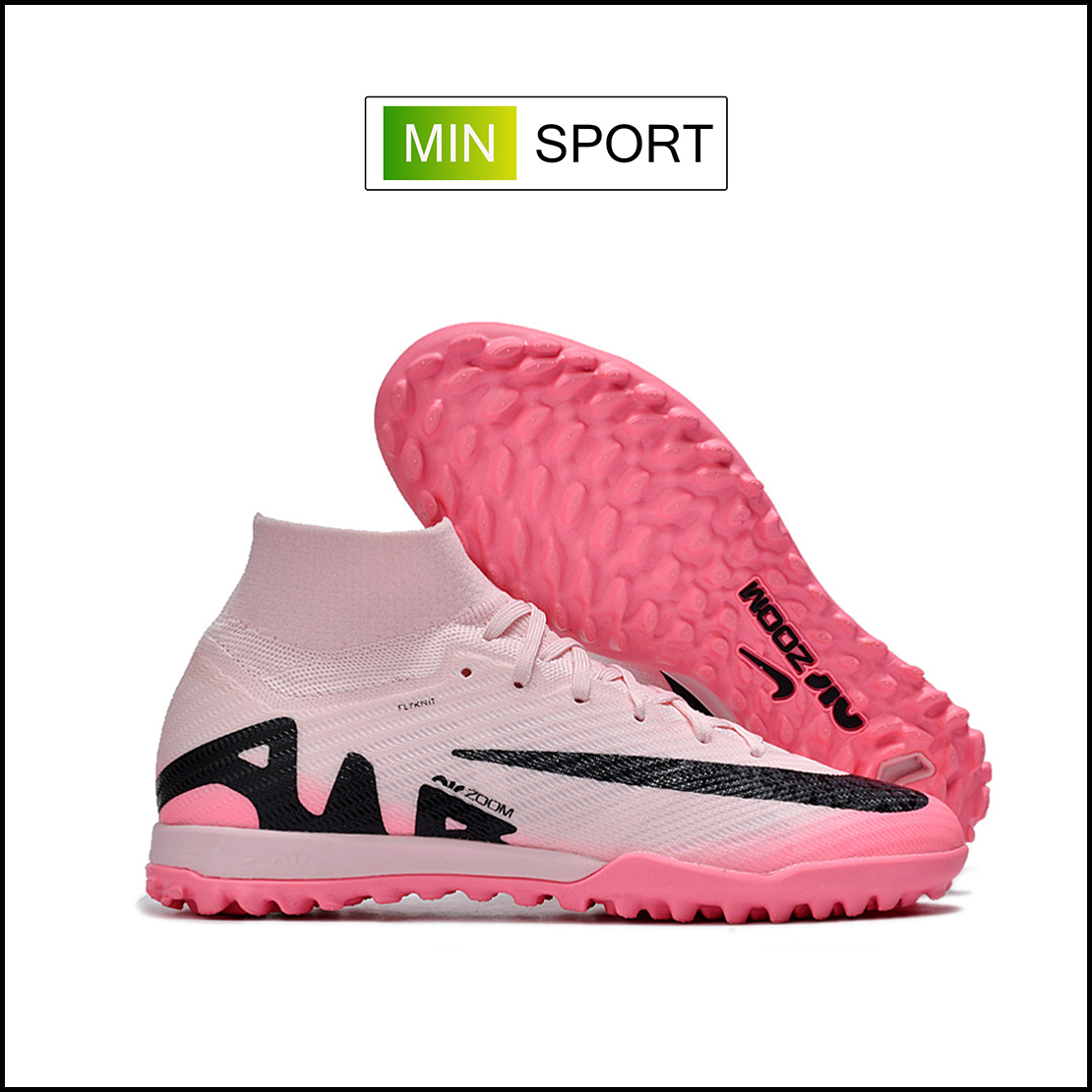 Giày Bóng Đá Nike Mercurial Superfly 9 Elite Hồng Vạch Đen Đế Hồng Cổ Cao T