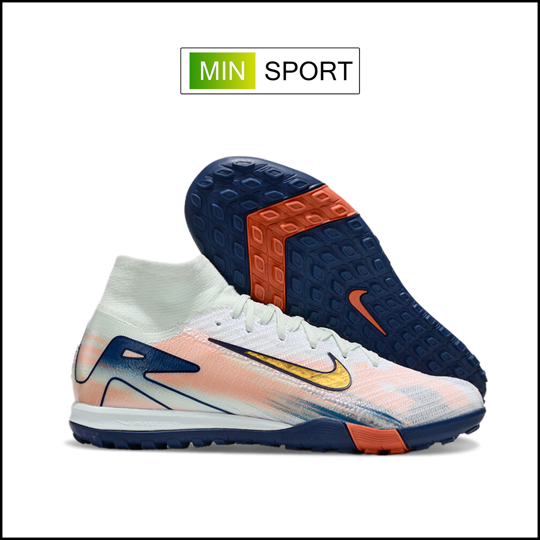 Giày Bóng Đá Trẻ Em Nike Mercurial Superfly 10 Elite Trắng Hồng Xanh Loang Cổ Cao HQ TF