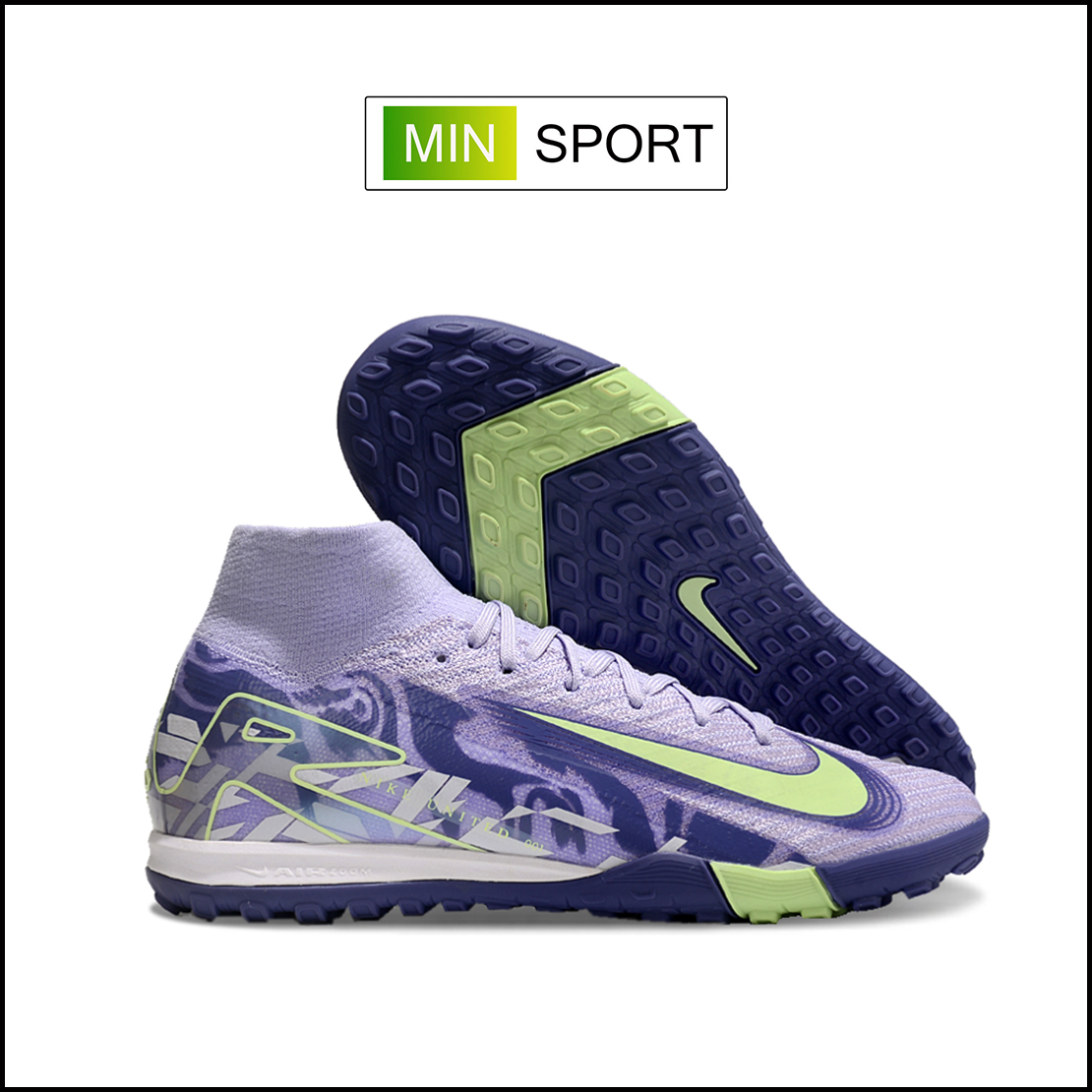 Giày Bóng Đá Nike Mercurial Superfly 10 Elite Tím Vạch Xanh Lá Cổ Cao HQ TF
