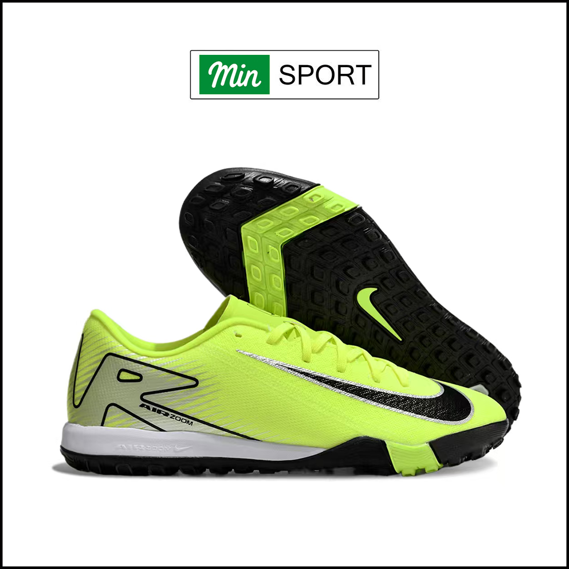 Giày Bóng Đá Nike Mercurial Vapor 16 Academy Xanh Chuối Gót Xám Đế Đệm TF