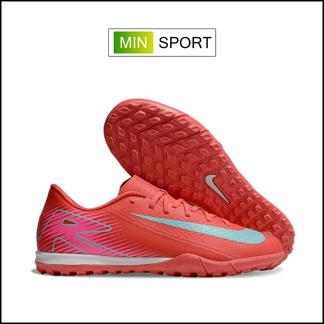 Giày Bóng Đá Nike Mercurial Vapor 16 Academy Đỏ Vạch Xanh Ngọc Đế Đệm TF