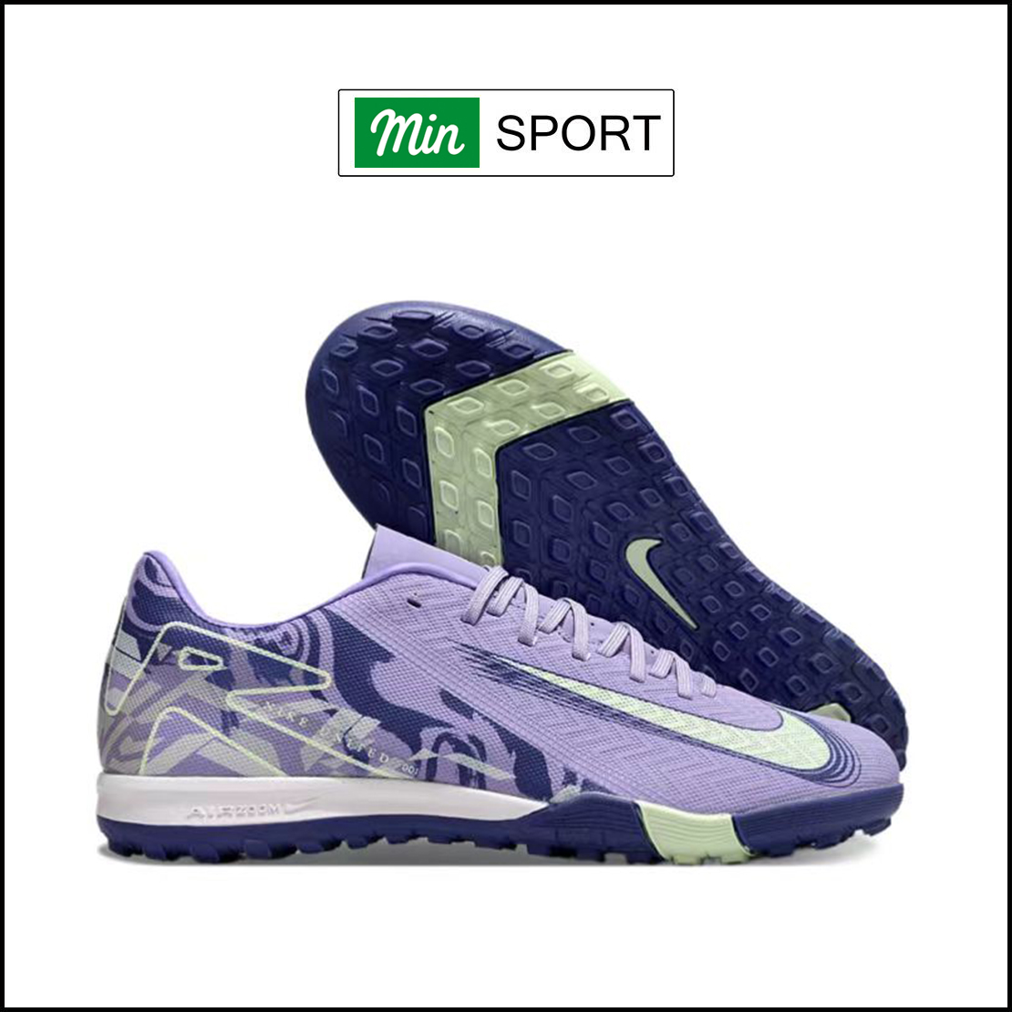 Giày Bóng Đá Nike Mercurial Vapor 16 Academy Tím Vạch Xanh lá Gót Da TF