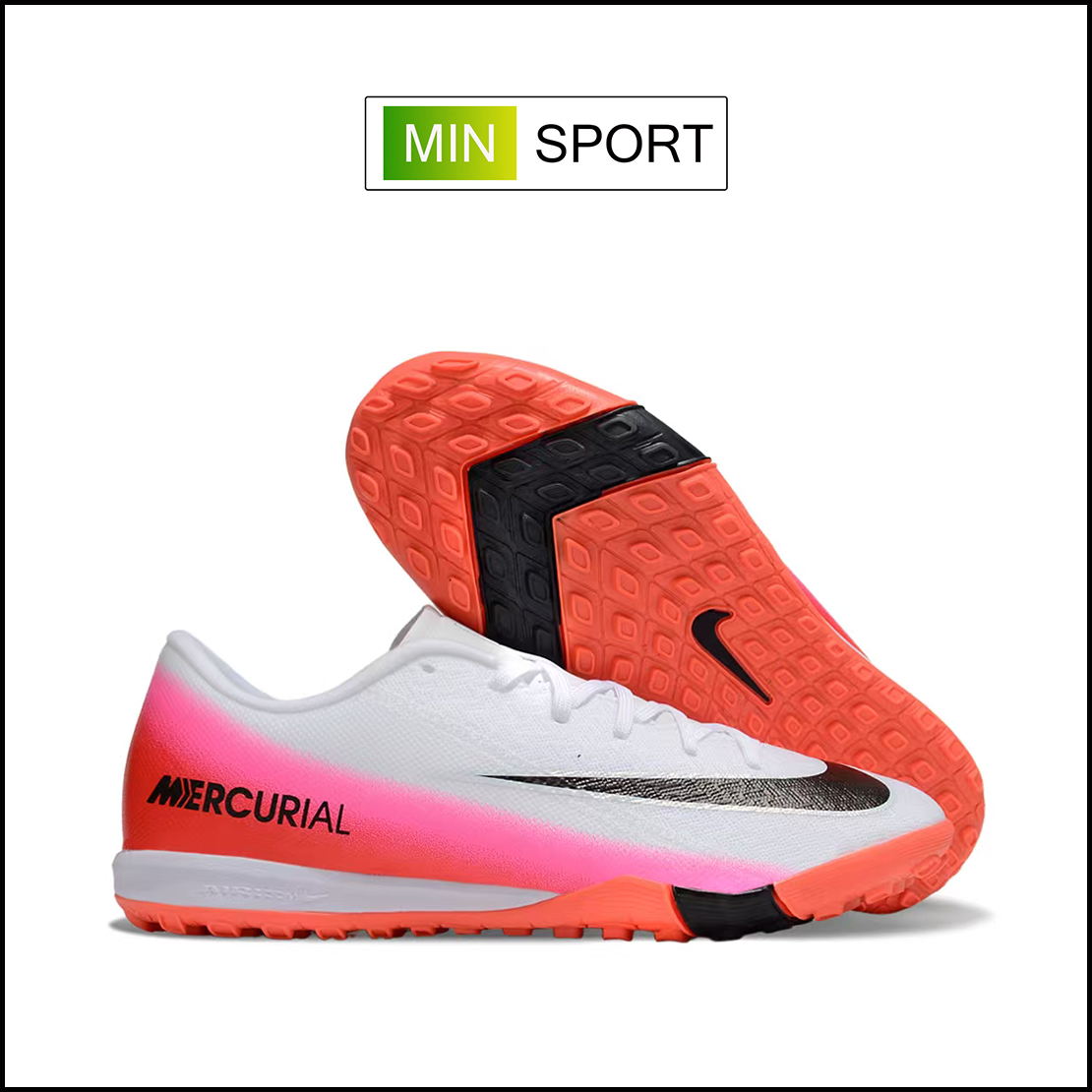 Giày Bóng Đá Nike Mercurial Vapor 16 Academy Đế Đệm Trắng Gót Đỏ Hồng TF