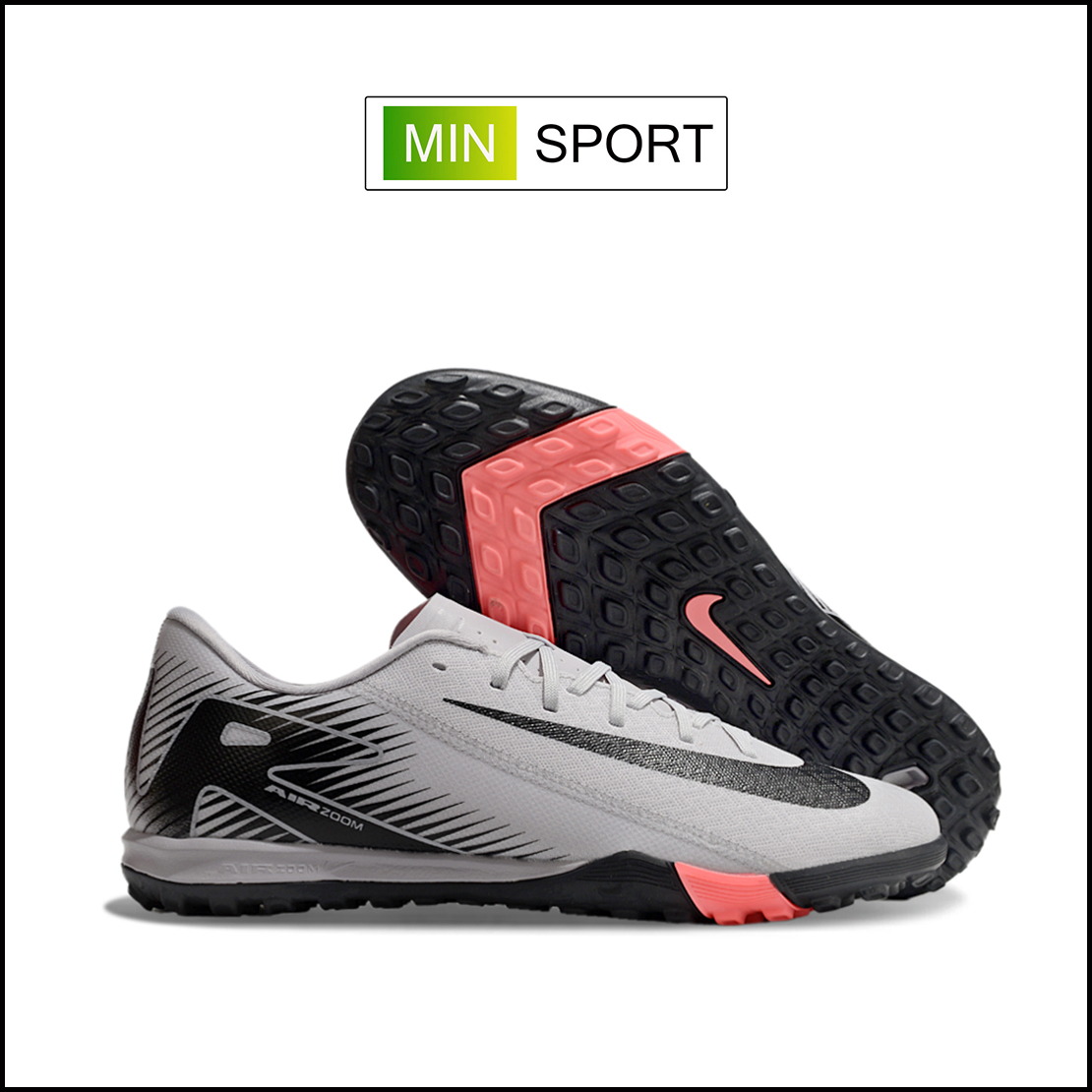 Giày Bóng Đá Nike Mercurial Vapor 16 Academy Xám Vạch Hồng HQ TF