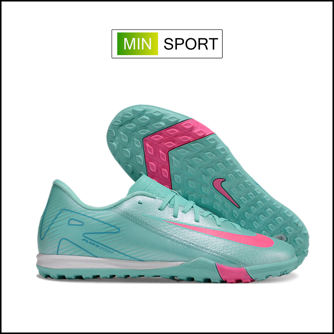Giày Bóng Đá Nike Mercurial Vapor 16 Academy Xanh Ngọc Vạch Hồng HQ TF