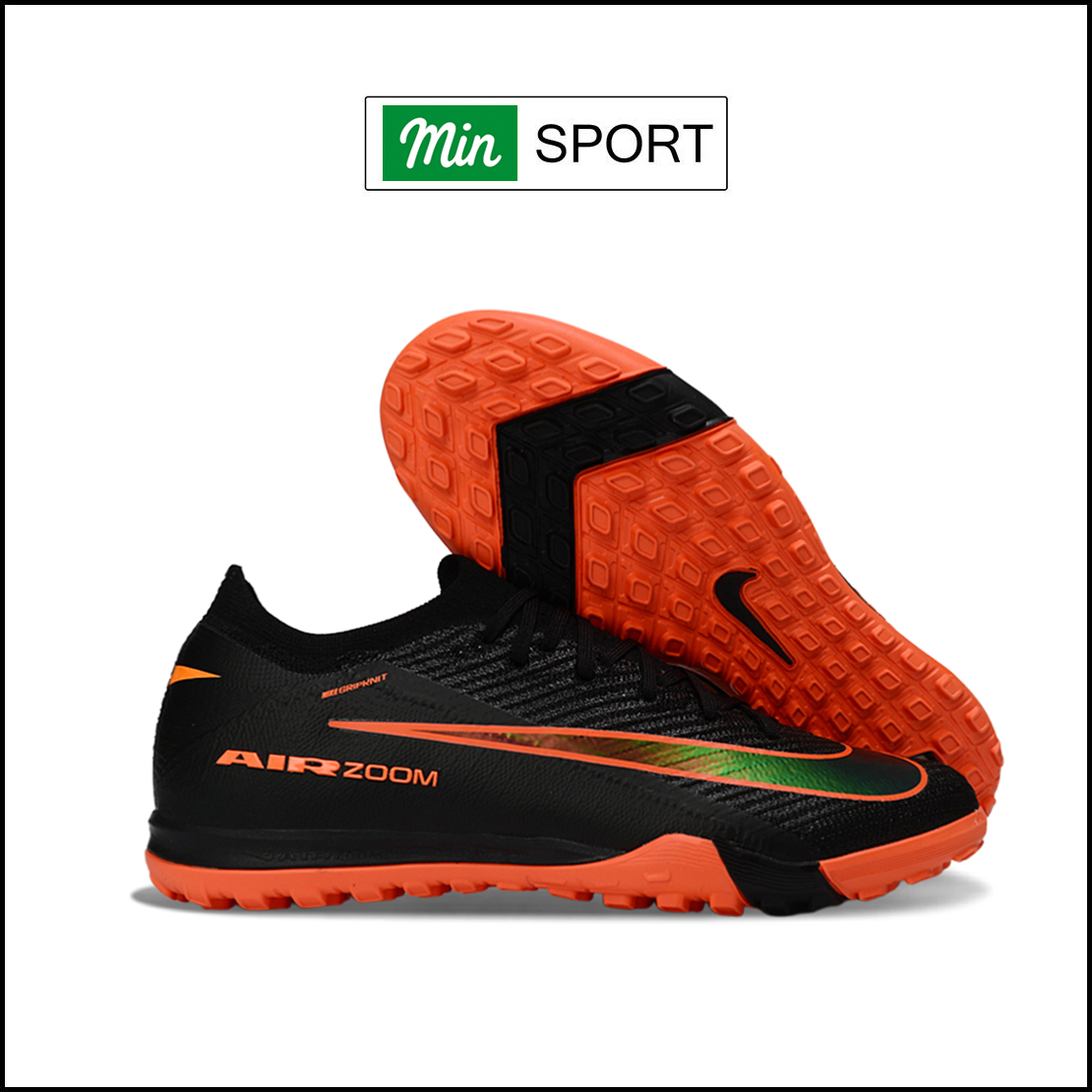 Giày Bóng Đá Nike Mercurial Vapor 16 Elite Đen Vạch Cam Cổ Lửng HQ TF