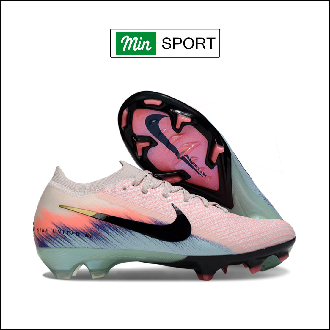 Giày Bóng Đá Nike Mercurial Vapor 16 Elite United Cam Nhạt Xanh Biển Cổ Lửng FG