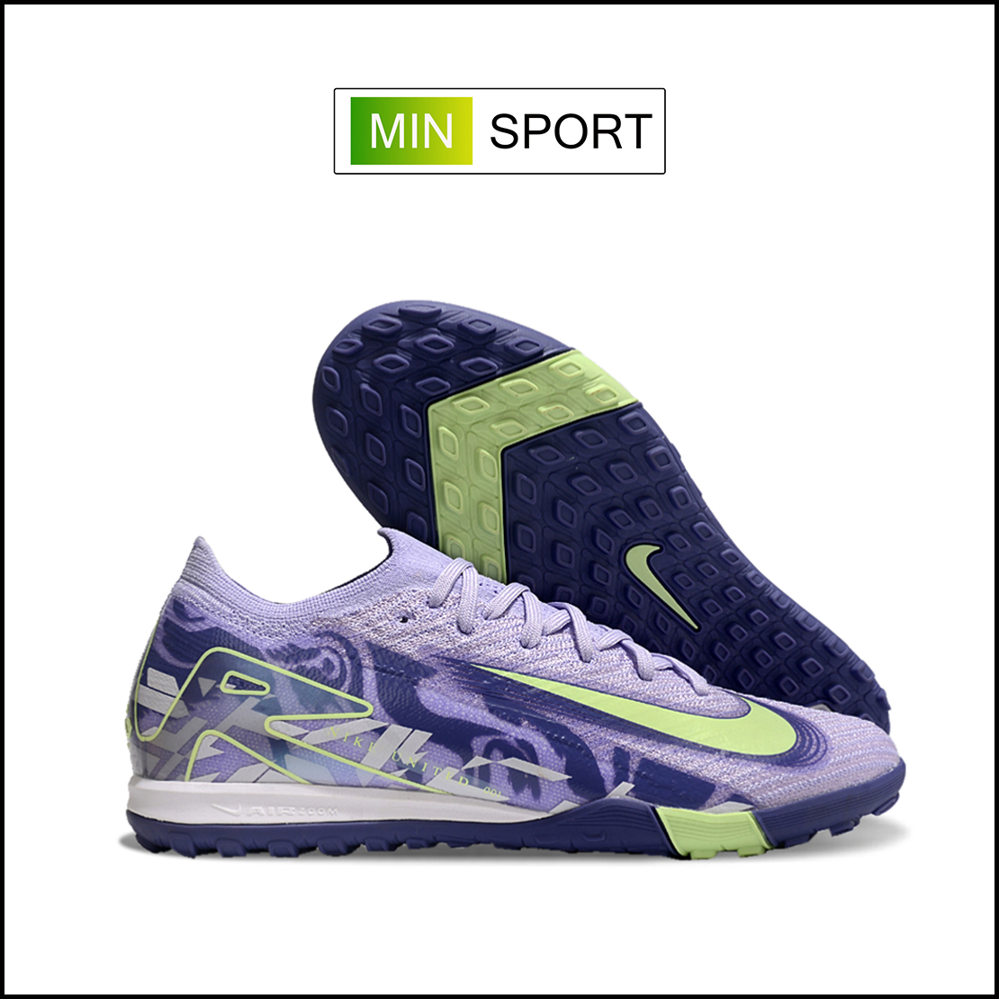 Giày Bóng Đá Nike Mercurial Vapor 16 Elite Tím Vạch Xanh Lá Cổ Lửng HQ TF