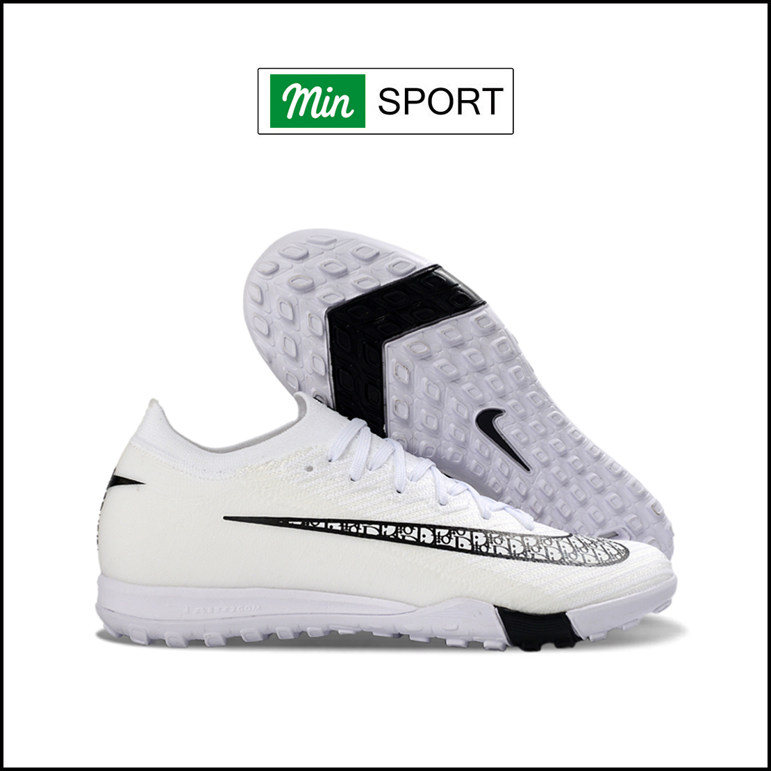 Giày Bóng Đá Trẻ Em Nike Mercurial Vapor 16 Elite Dior Trắng Đen Cổ Lửng TF